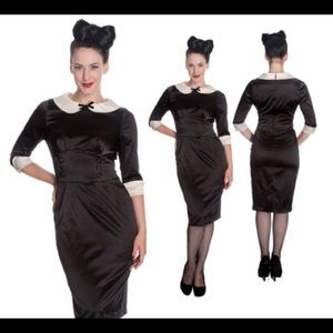 Hellbunny satin black and white wiggle dress